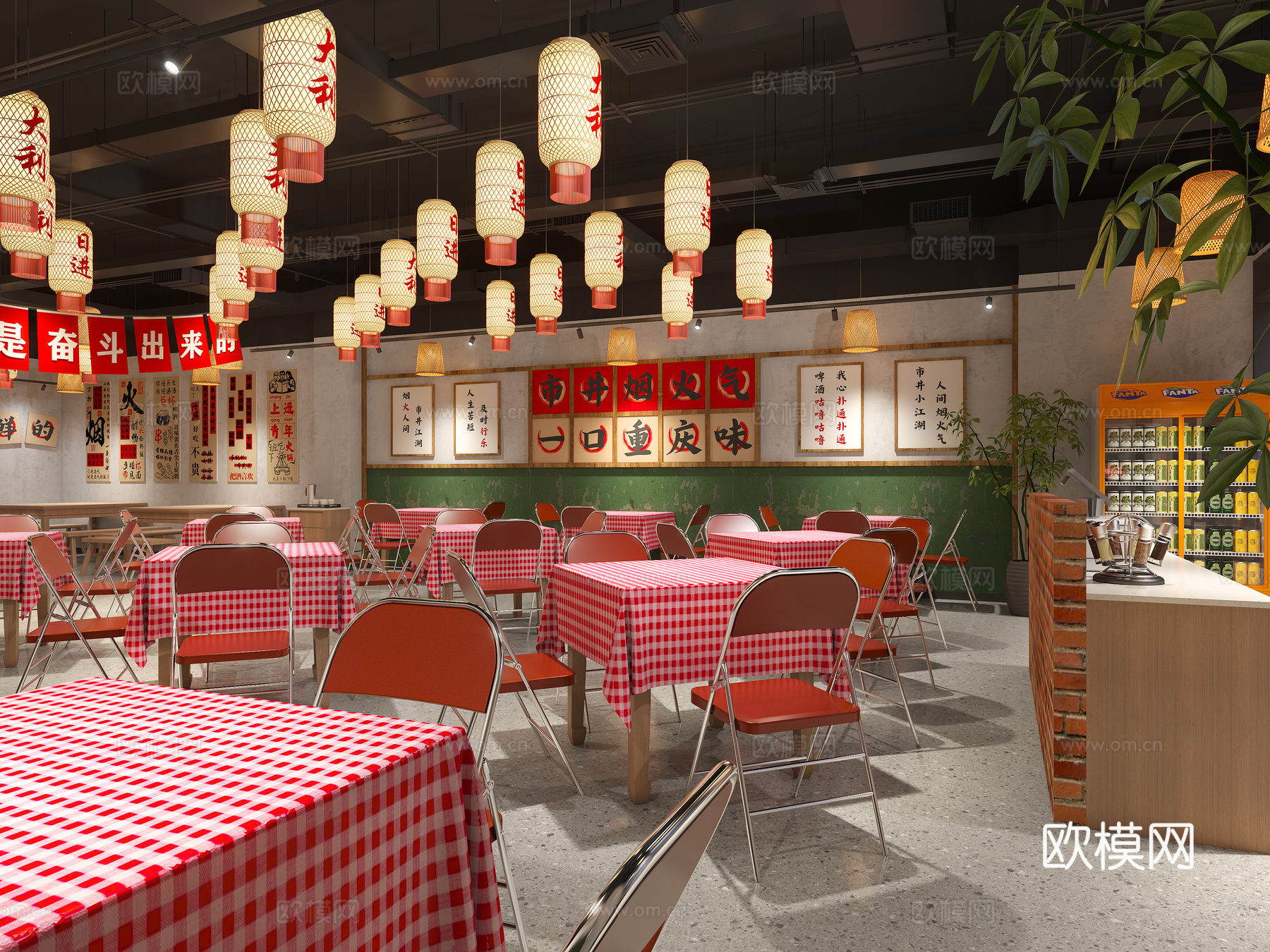 中式 市井风 酒馆 中餐厅 快餐店3d模型下载（渲染图1）
