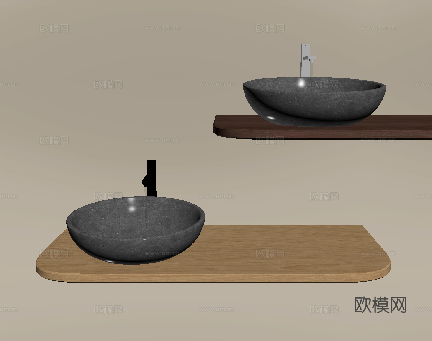 现代洗手台 洗手盆 台上盆 水龙头su模型