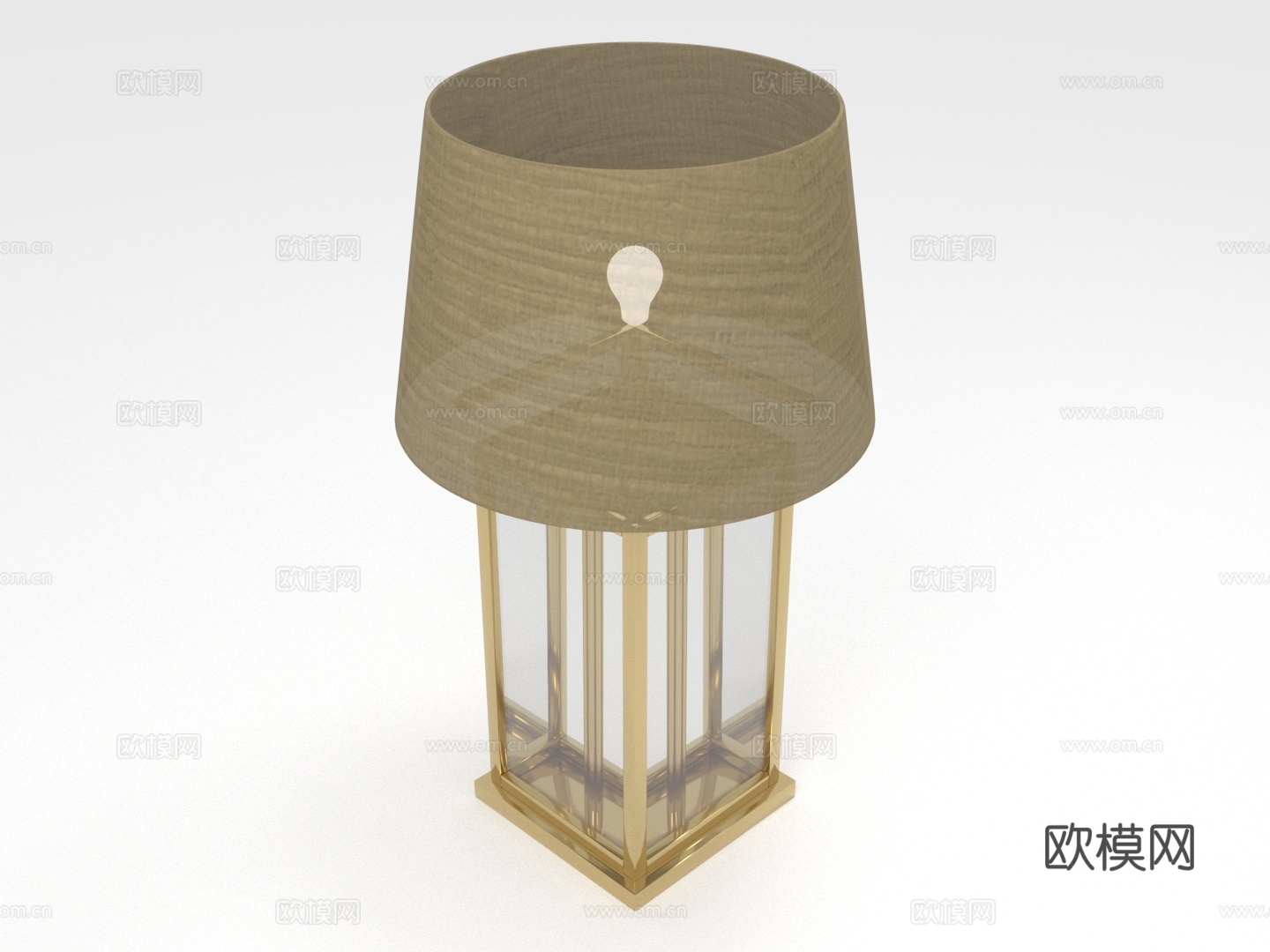 台灯 灯罩 金属底座 玻璃灯体 家居照明3d模型3d模型下载（渲染图1）
