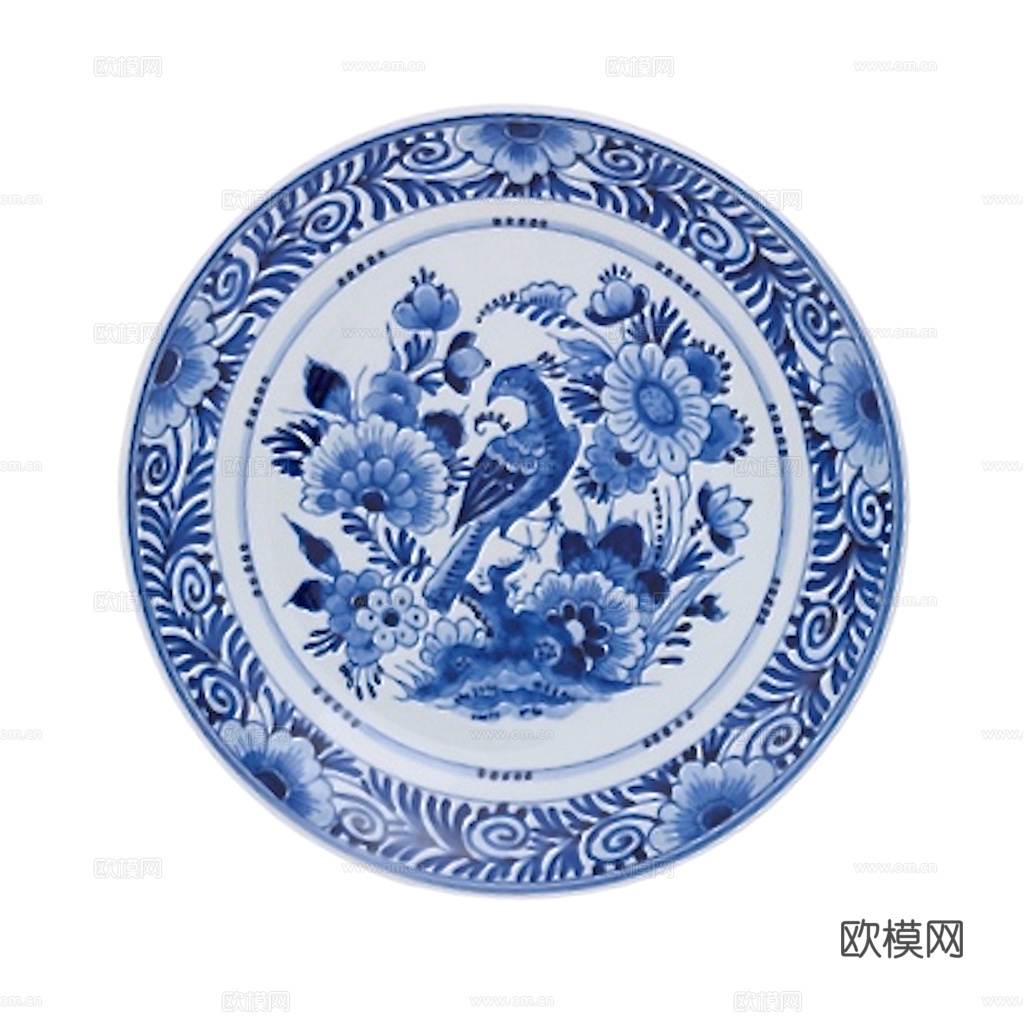 盘子 菜盘 餐盘 古典青花瓷瓷盘图案花纹 陶瓷瓷器花纹