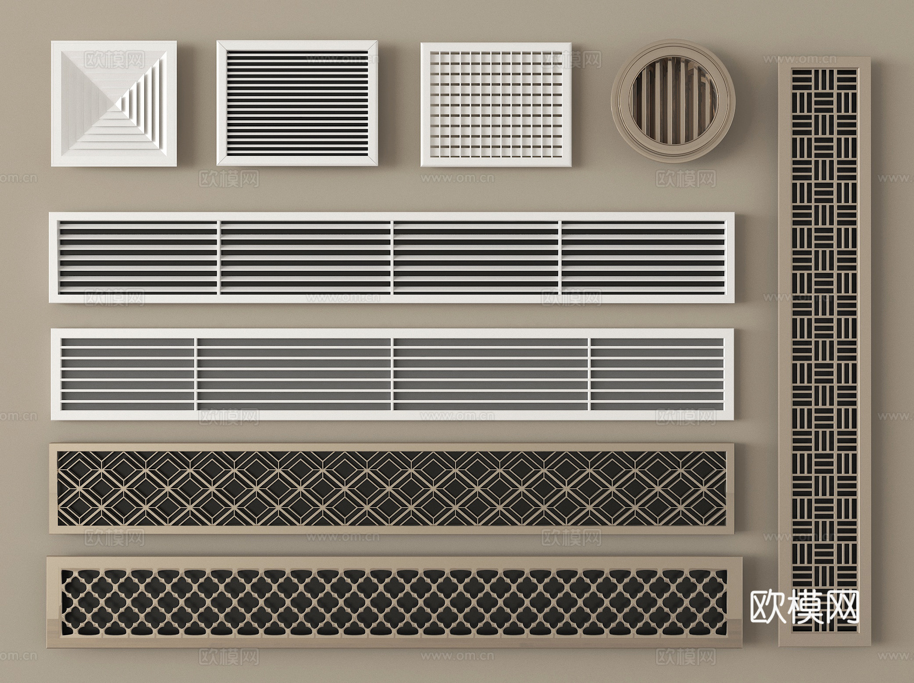 现代空调出风口 排风口su模型
