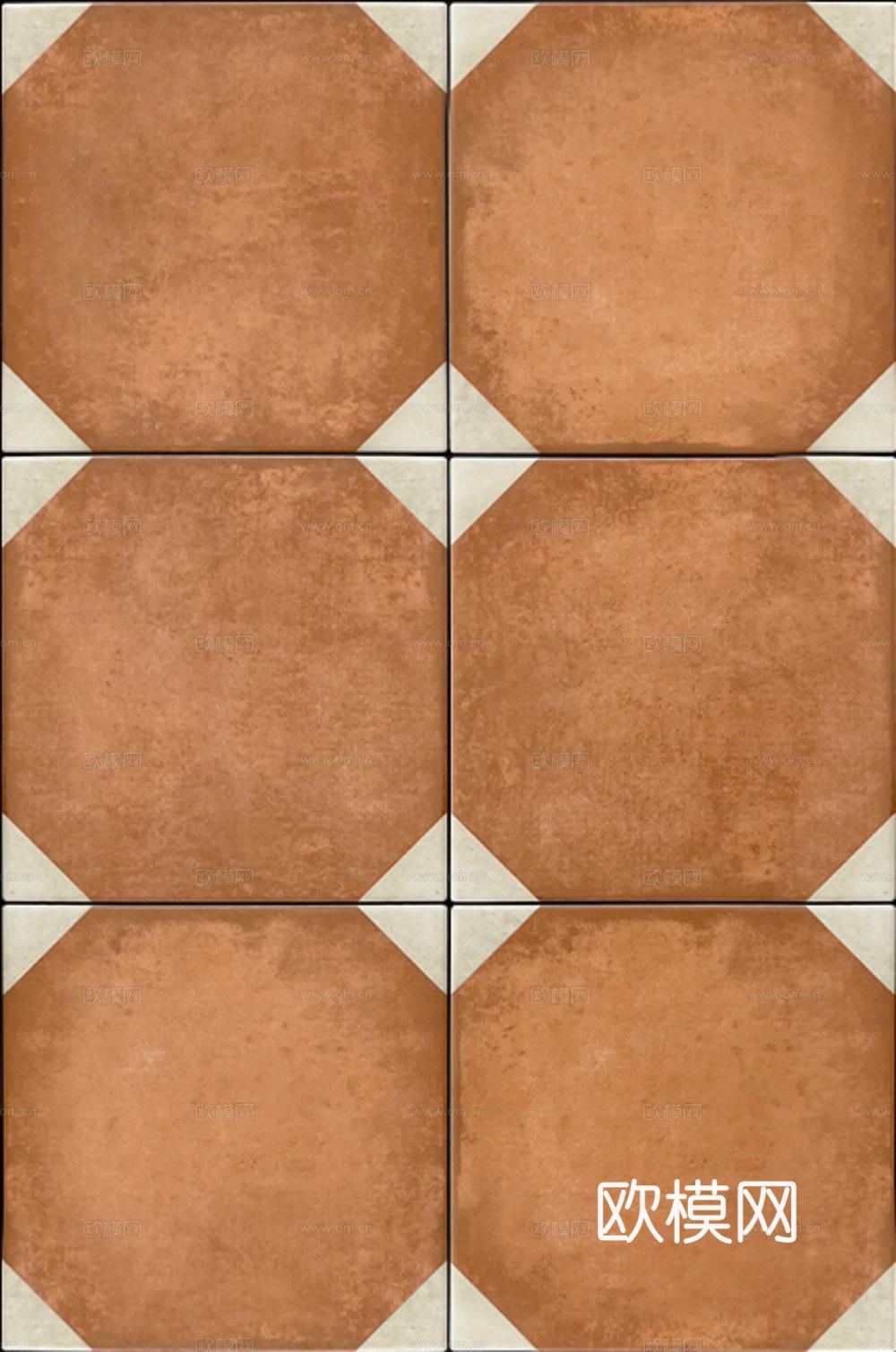 复古做旧红白花砖