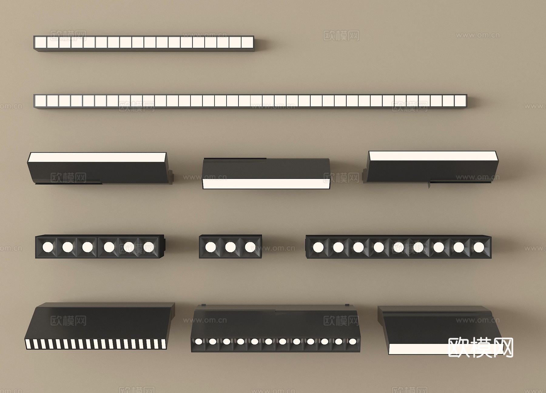 现代磁吸轨道射灯su模型