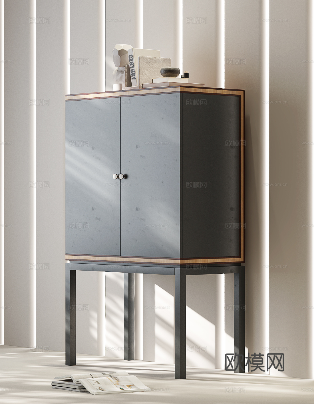 现代中古边柜 现代玄关柜边柜 现代意式玄关柜 意式装饰柜su模型
