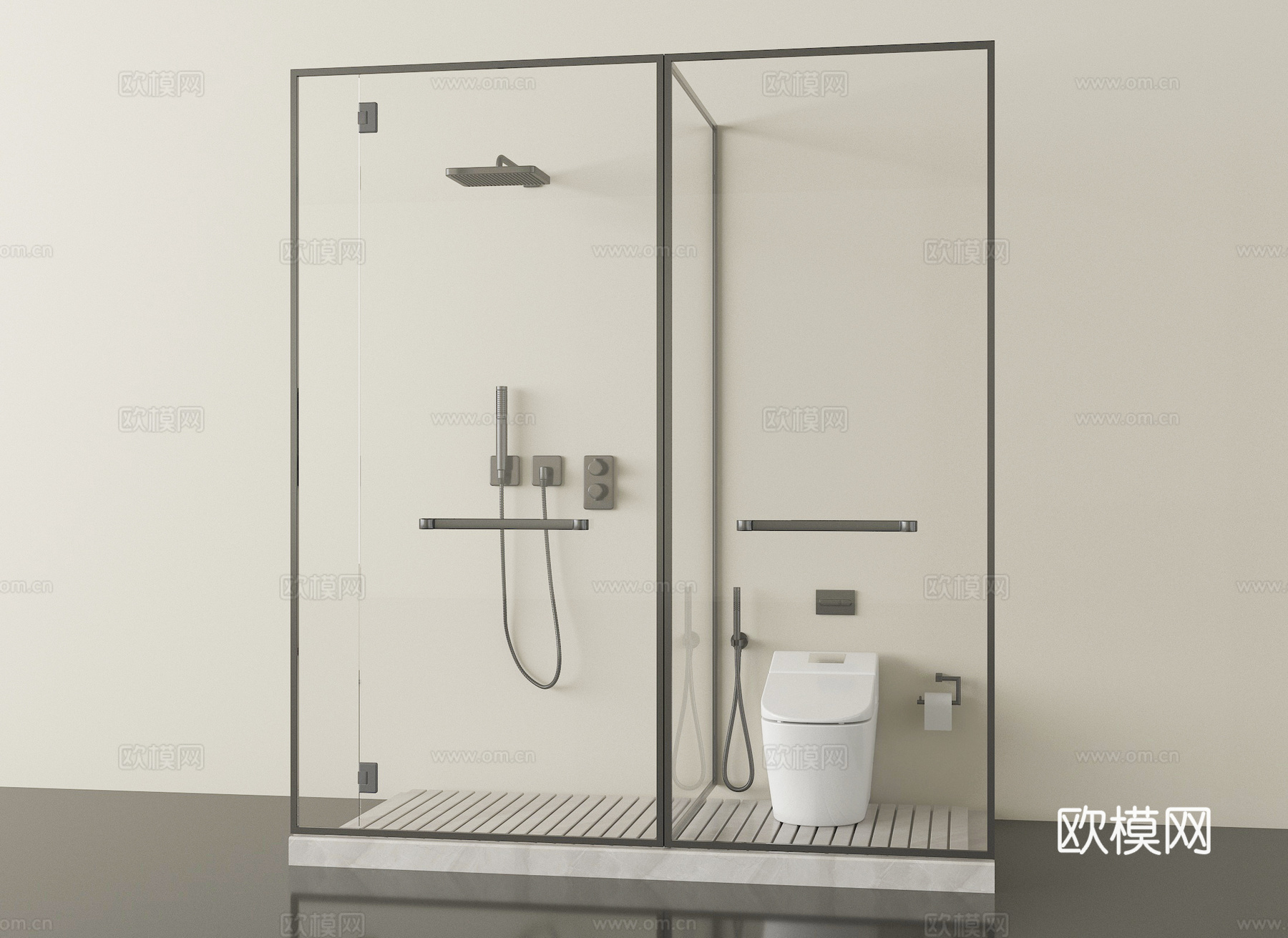 现代淋浴房 花洒 淋浴间 卫浴小件su模型