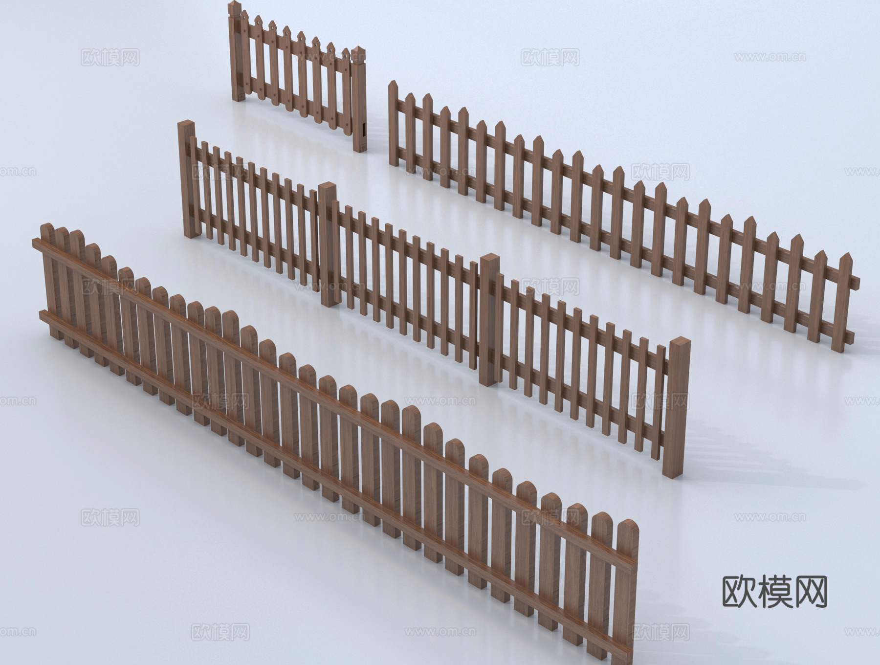 新中式栅栏 围栏护栏 木栅栏 篱笆围墙su模型