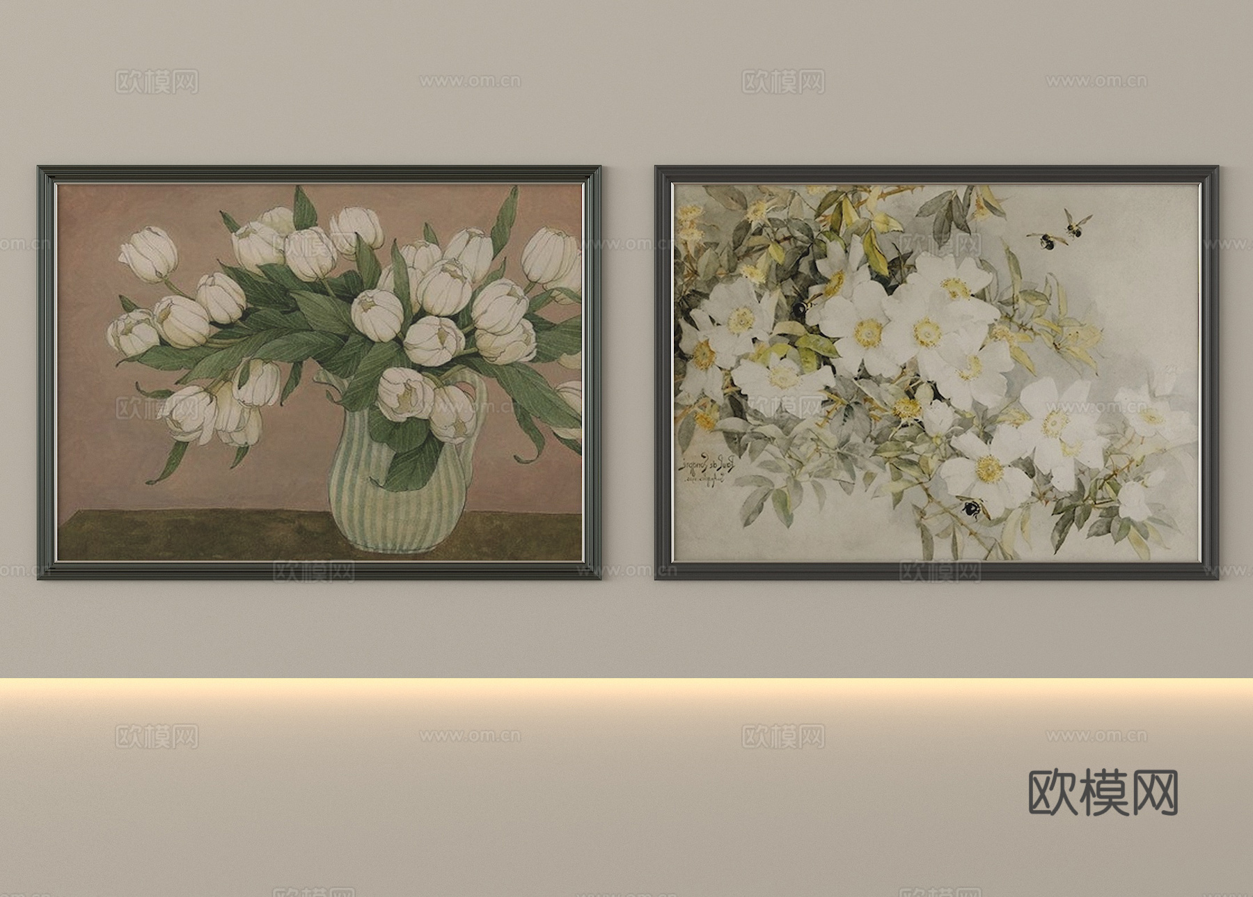 法式复古抽象装饰画 油画su模型