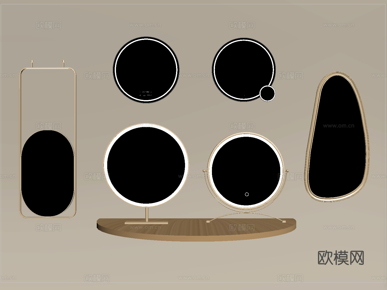 现代浴室镜 化妆镜 装饰镜 卫浴镜su模型