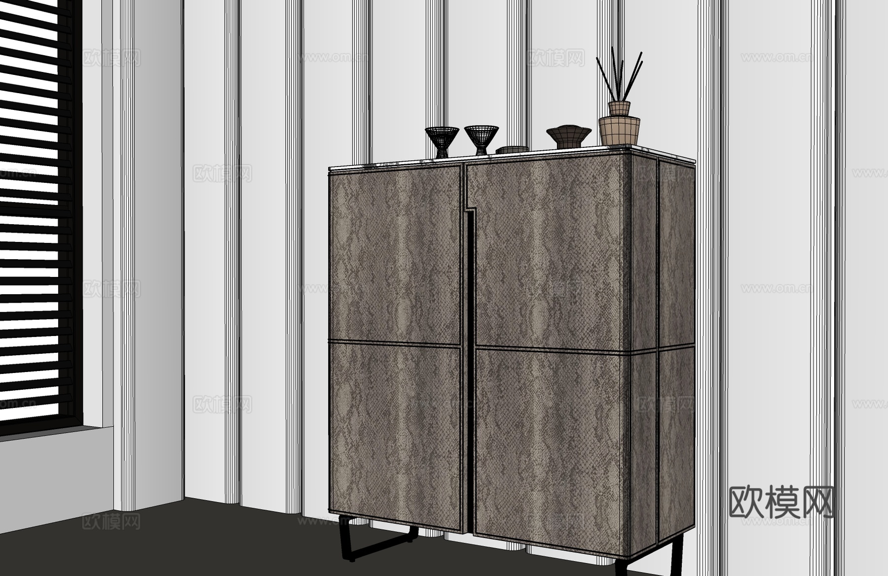 现代餐边柜 意式斗柜 现代边柜 意式玄关柜 现代意式边柜su模型