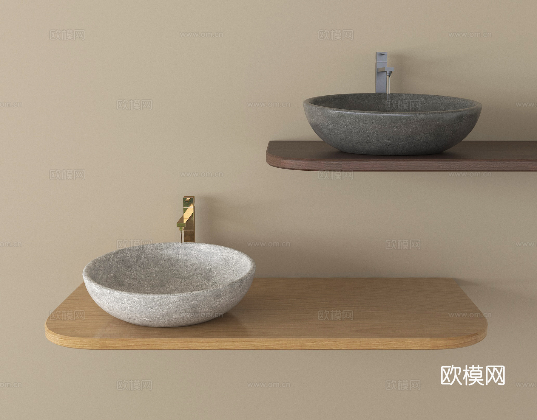 现代洗手台 洗手盆 台上盆 水龙头su模型