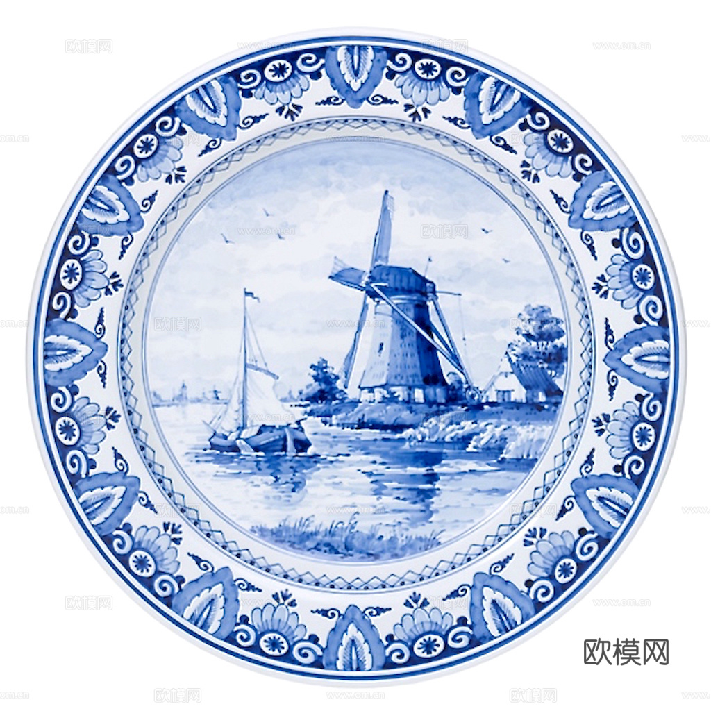 盘子 菜盘 餐盘 古典青花瓷瓷盘图案花纹 陶瓷瓷器花纹下载