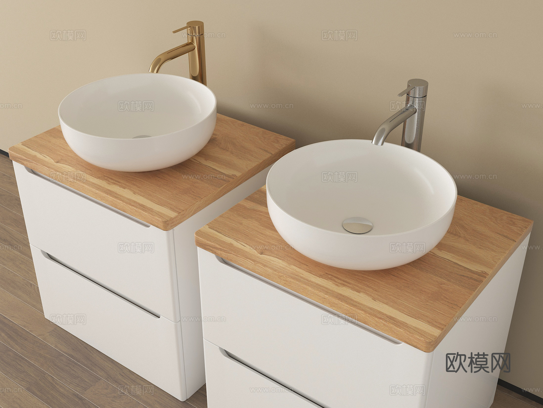 现代台盆 洗手盆 台上盆 水龙头su模型