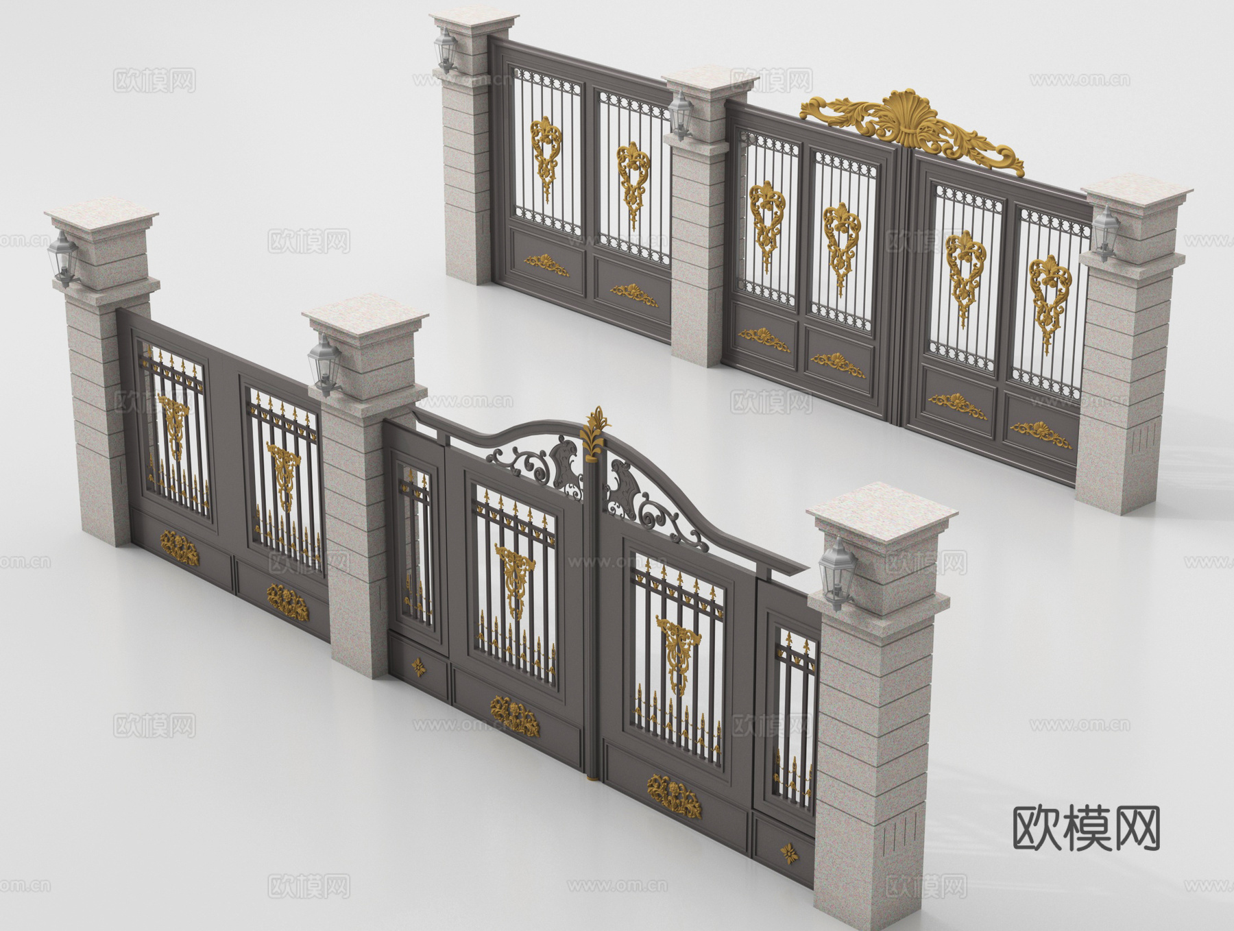 欧式庭院门 别墅入户门 铁艺大门su模型su模型