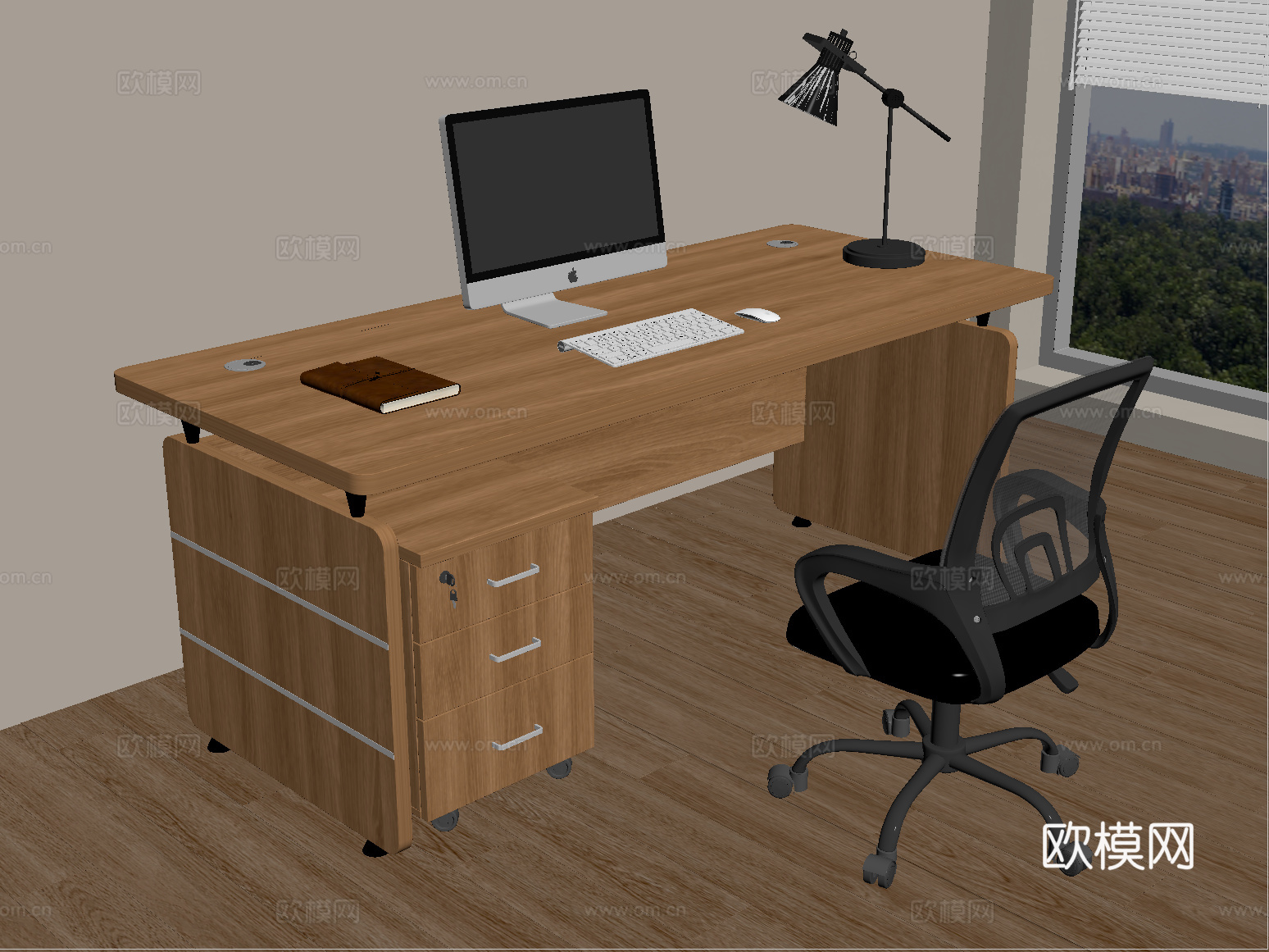 现代书桌椅 办公桌椅 休闲桌椅su模型