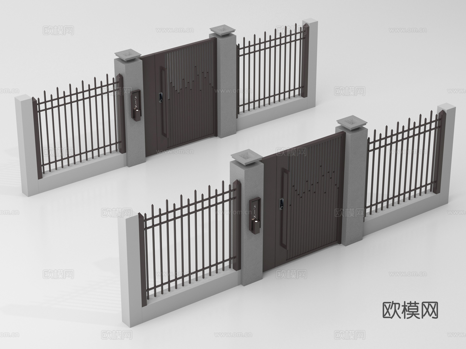 现代庭院门  户外庭院门 别墅入户门 铁艺大门su模型