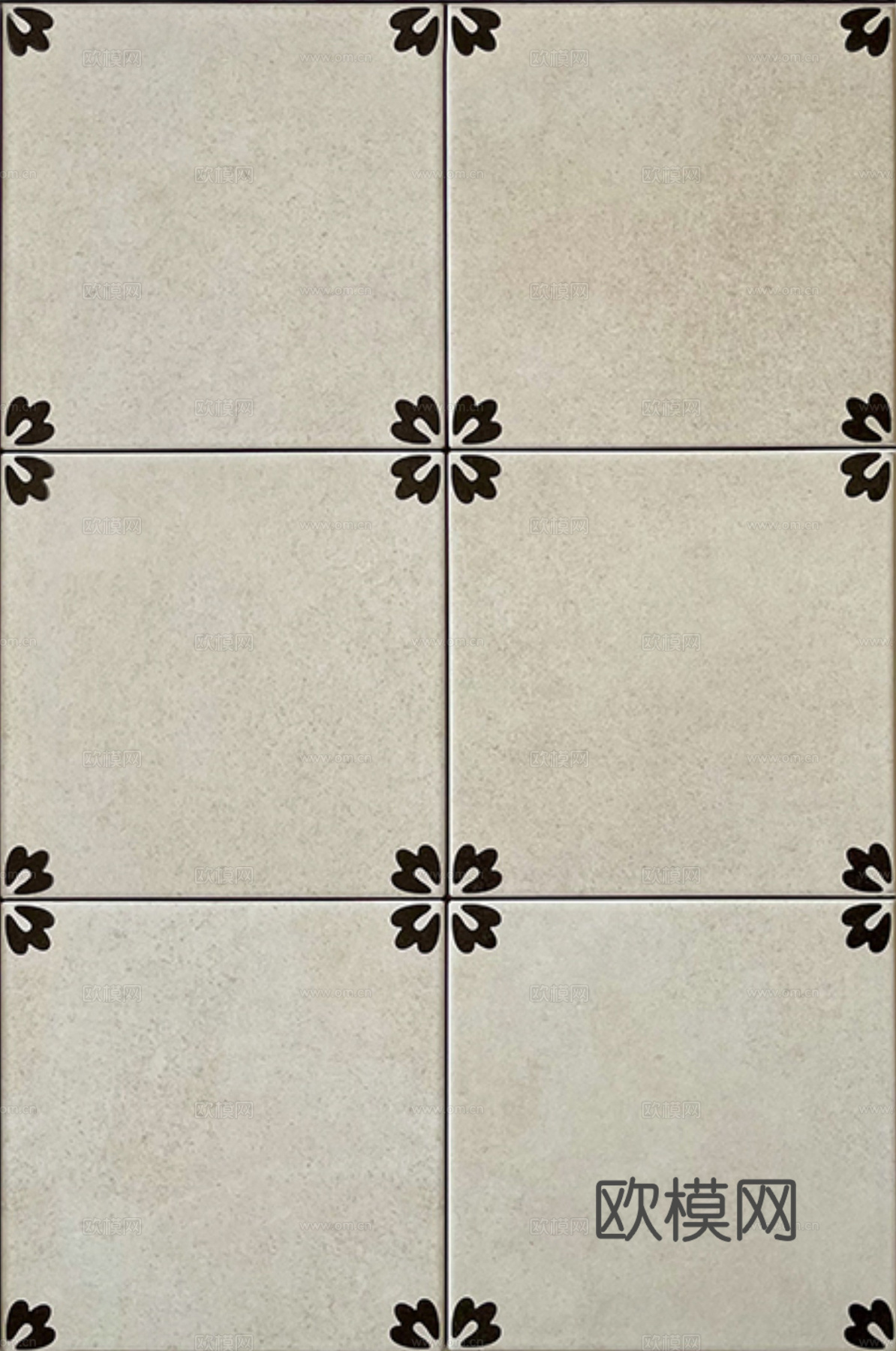 复古做旧黑白小花砖