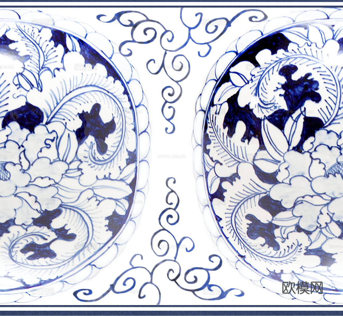 盘子 菜盘 餐盘 古典青花瓷瓷盘图案花纹 陶瓷瓷器花纹下载