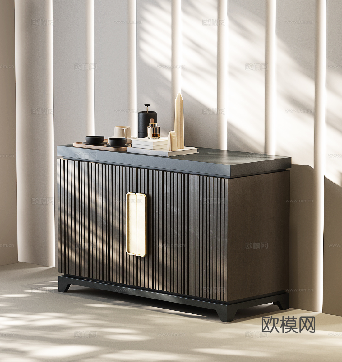 现代中古边柜 现代玄关柜边柜 现代意式玄关柜 意式装饰柜su模型