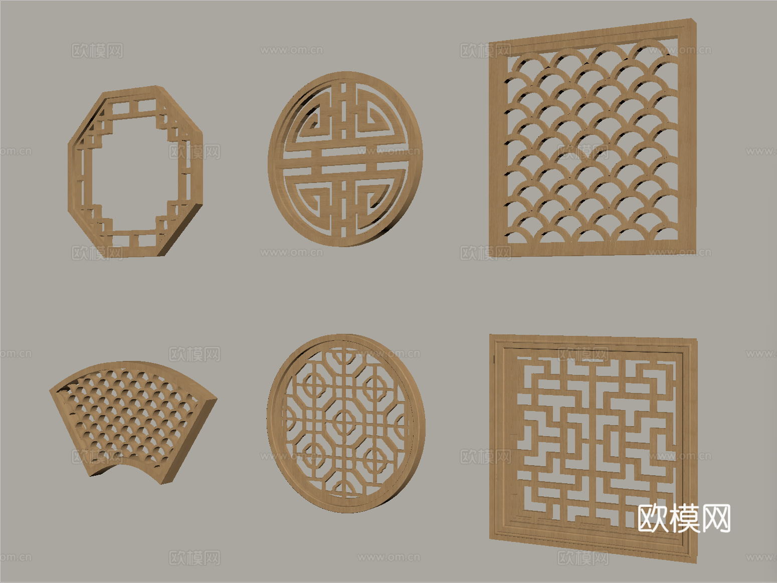中式镂花窗 复古窗 镂空窗格su模型