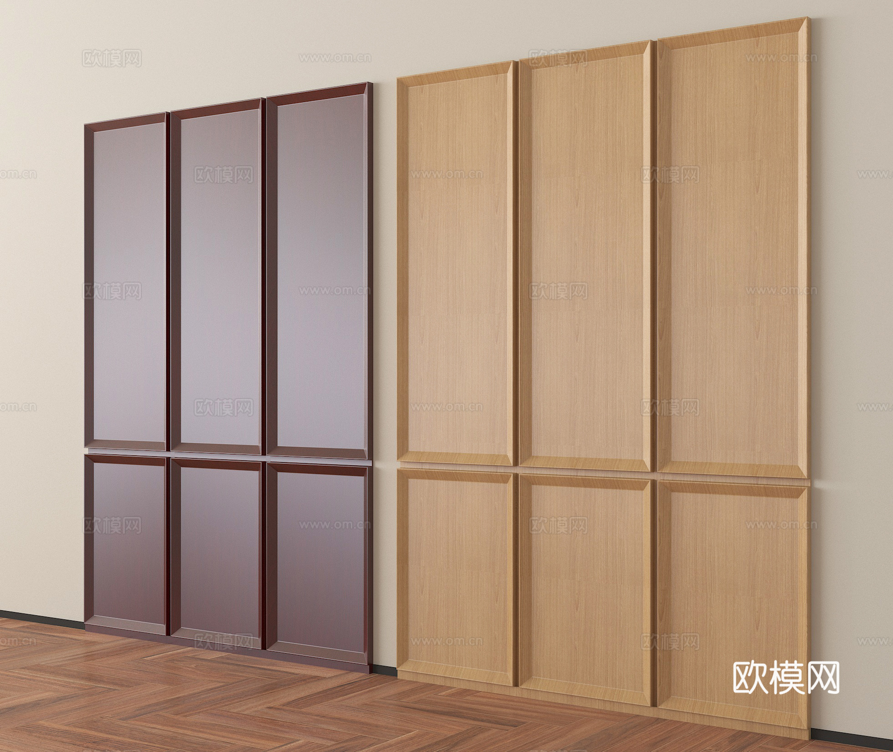 现代护墙板 桦木板造型墙su模型