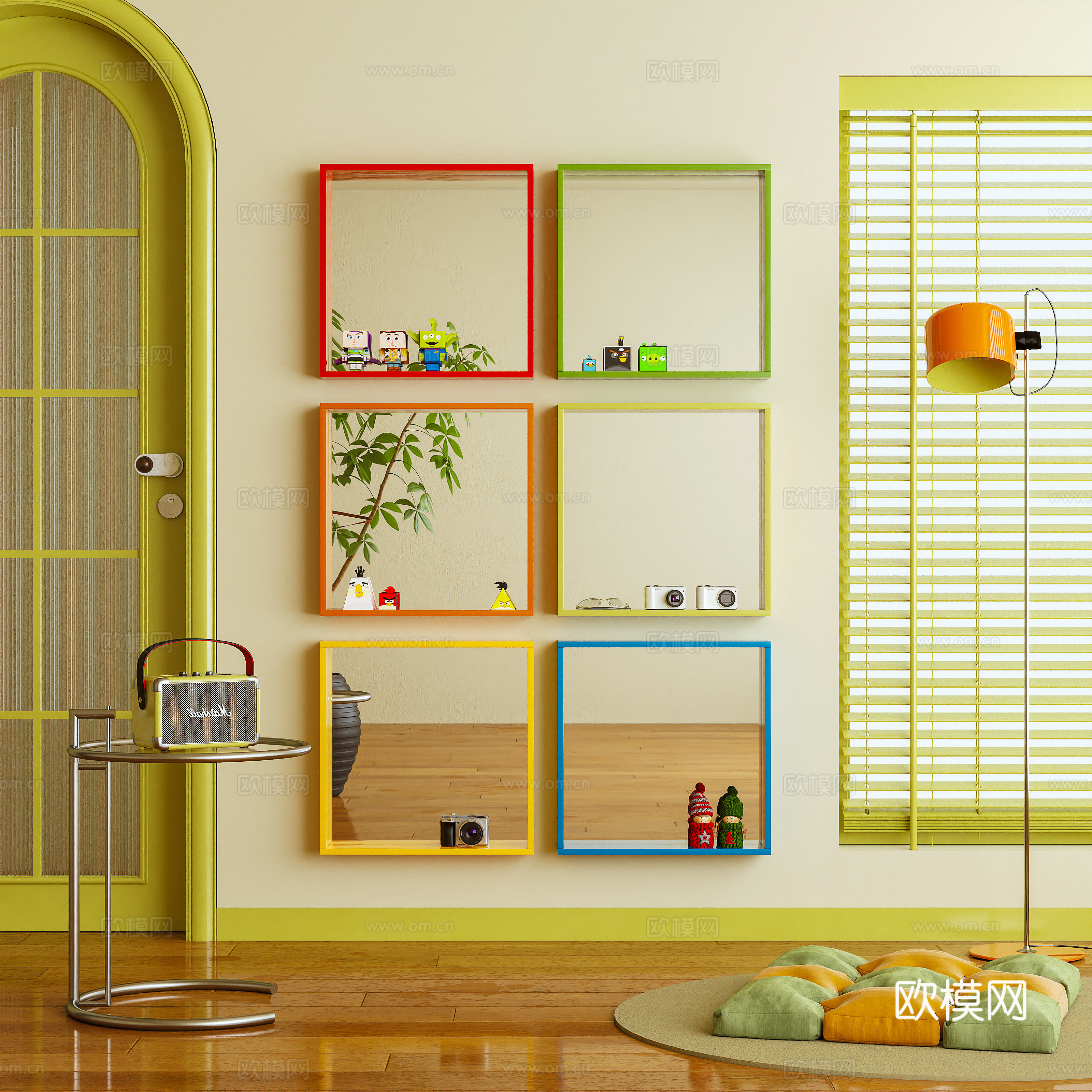 镜子 装饰镜 多巴胺 卡通镜 墙饰3d模型下载