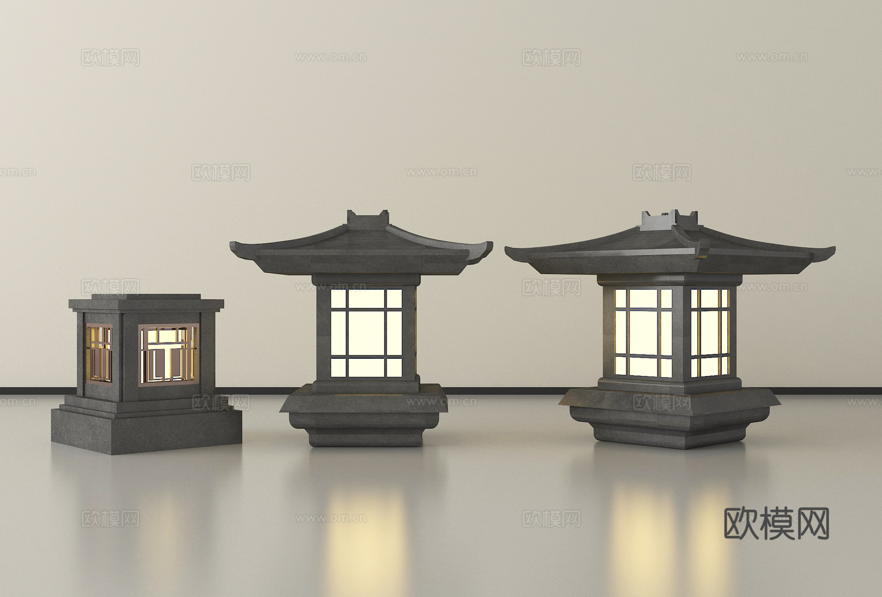 新中式户外景观灯 庭院灯 草坪灯 花园灯su模型