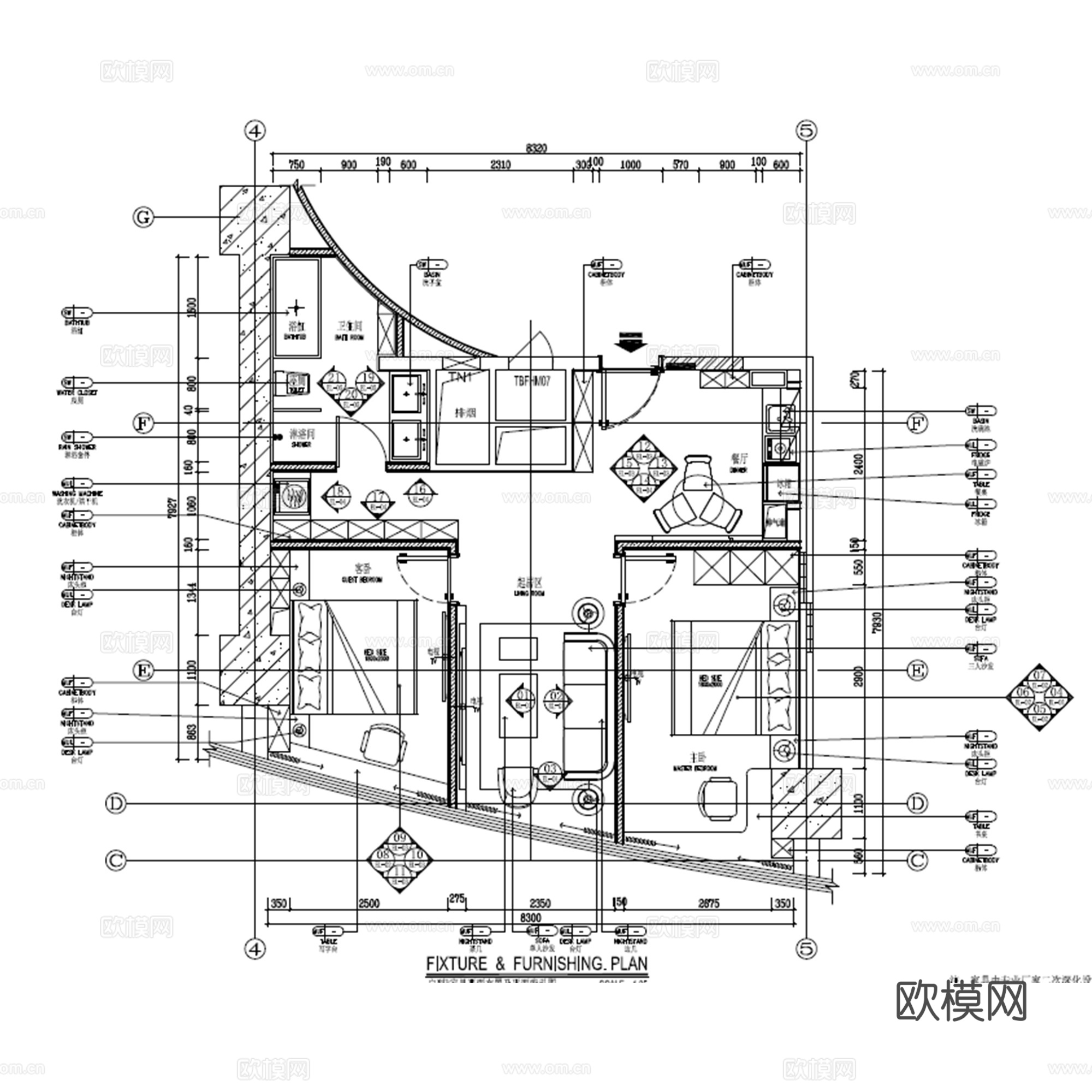 12套家装现代简约家装施工图平面图立面图节点图cad施工图