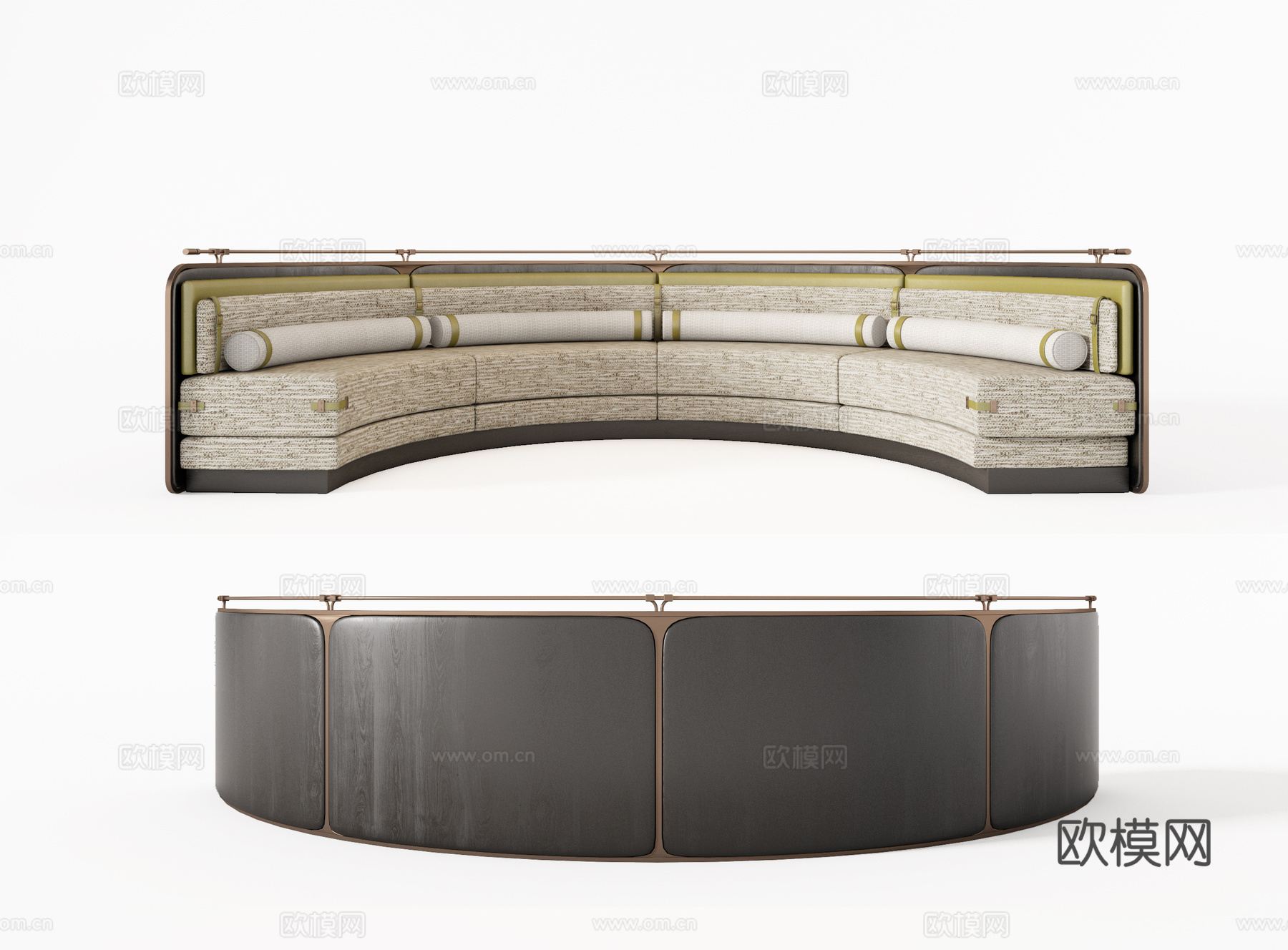CCD现代弧形沙发卡座组合 卡座沙发  餐厅卡座 餐厅沙发su模型