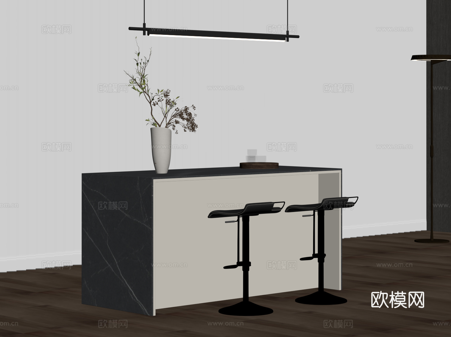 现代简约吧台 岛台su模型