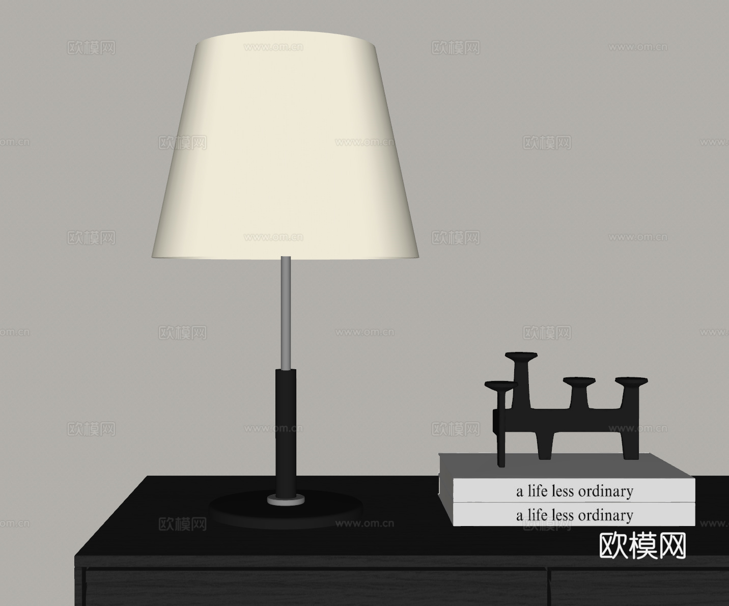 现代意式台灯 床头台灯su模型