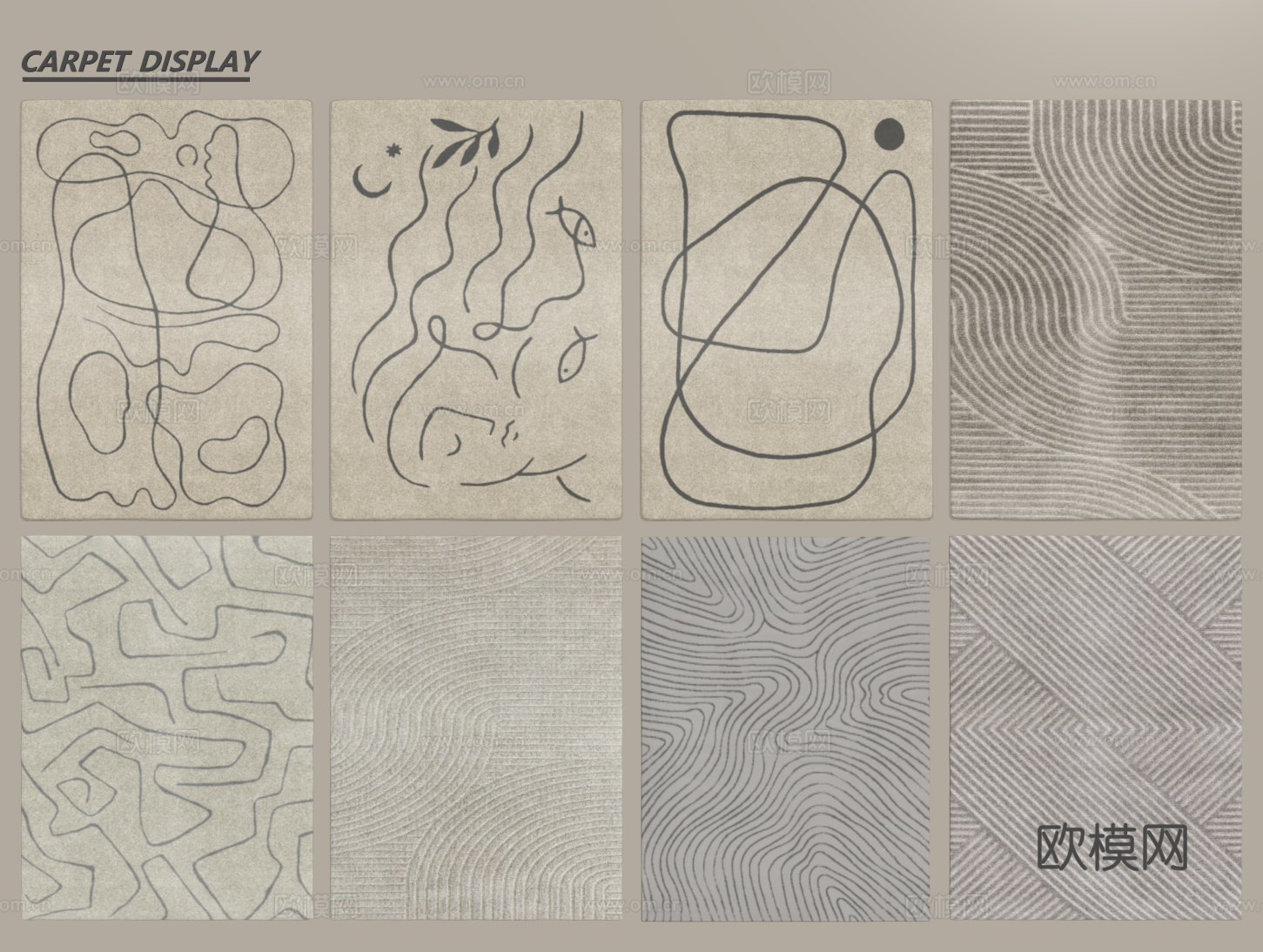 现代简约地毯 方形地毯 布艺地毯 客厅地毯 艺术地毯su模型