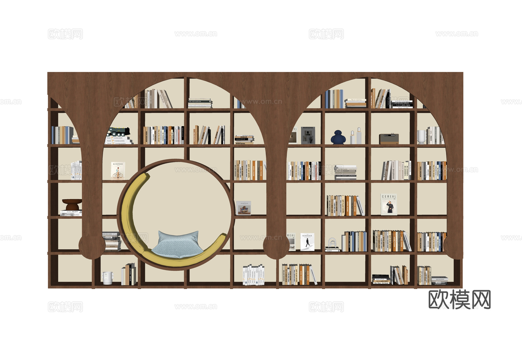 现代书柜 书架 装饰柜 书籍摆件su模型