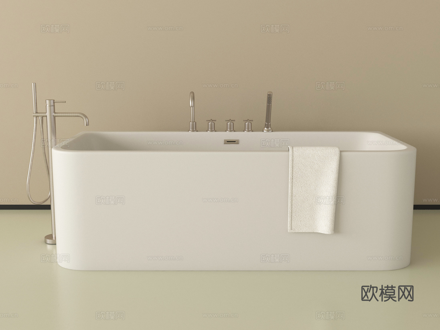 现代浴缸 方形浴缸 卫浴小件su模型
