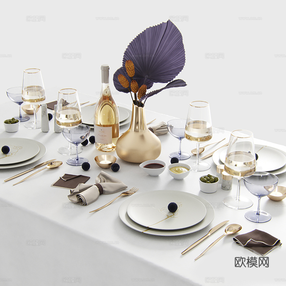 餐具组合 餐桌摆件3d模型下载