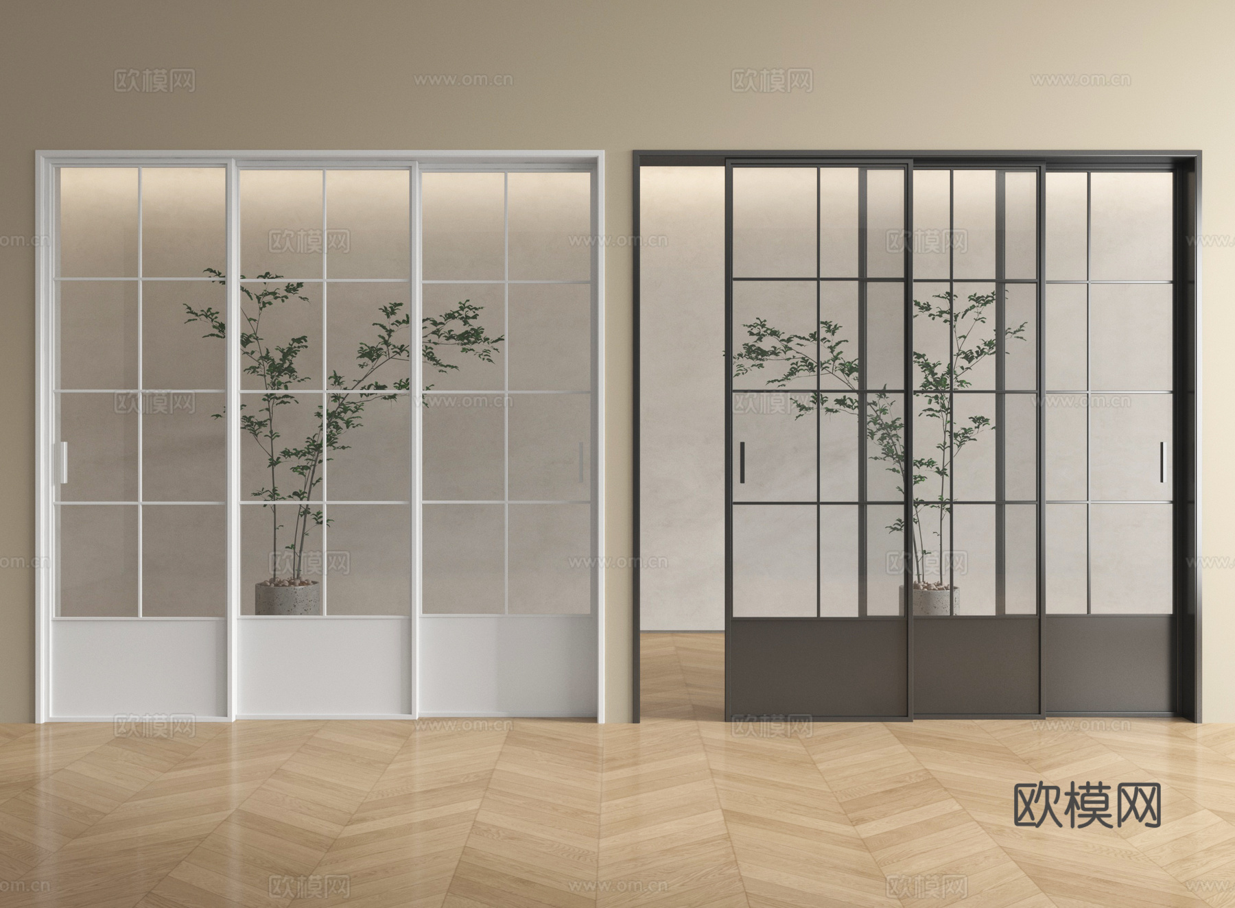 法式推拉门 玻璃推拉门 厨卫门 阳台门su模型