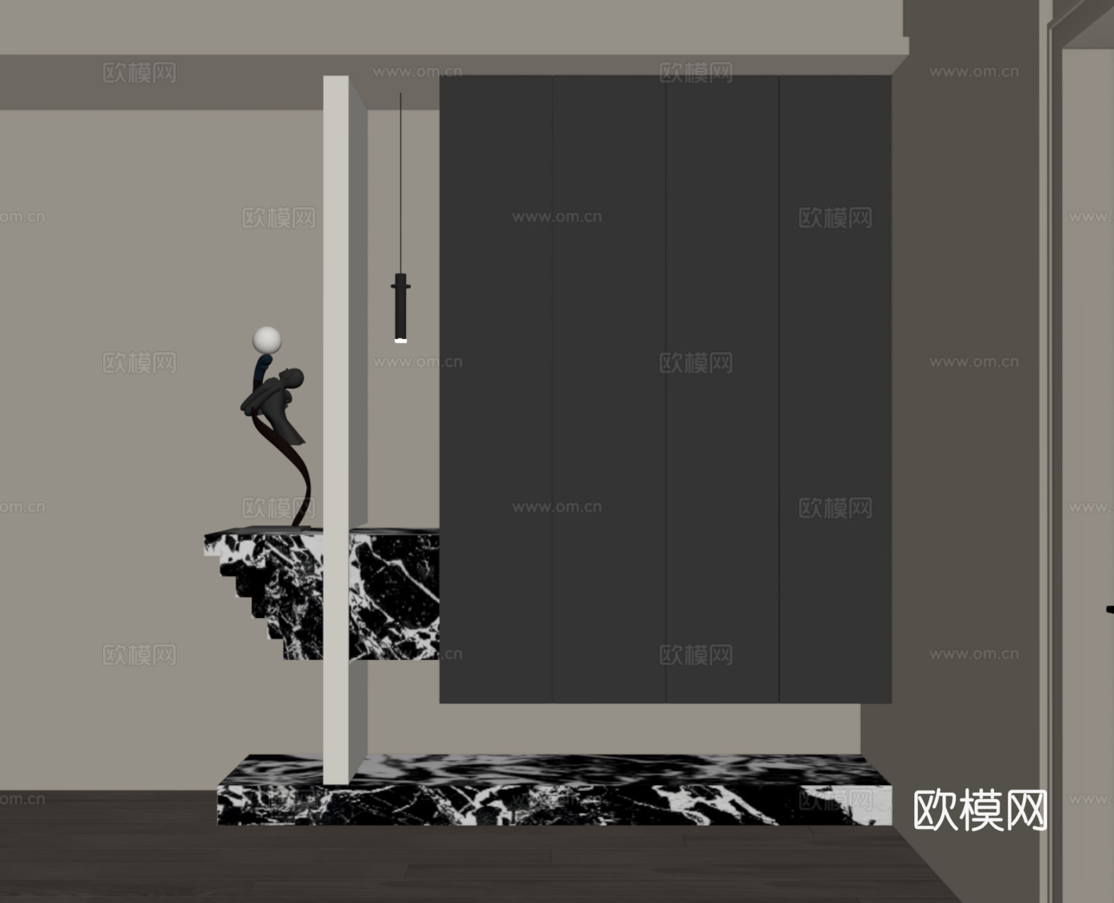 现代意式鞋柜 入户鞋柜su模型