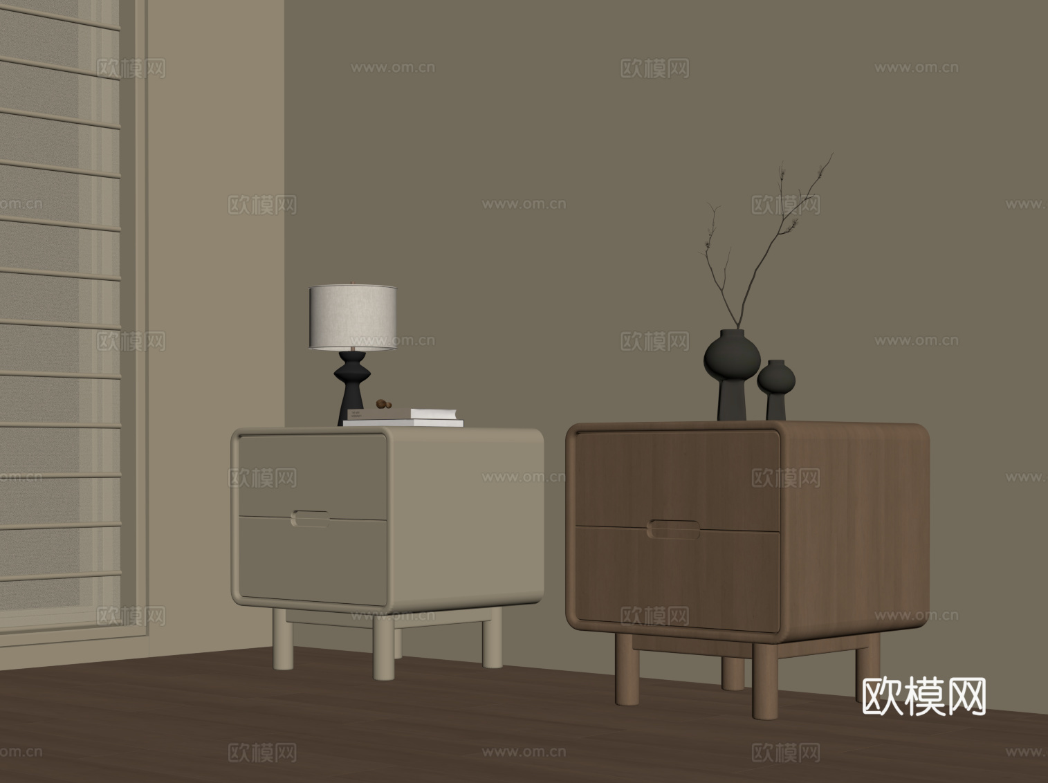 现代中古风餐边柜 备餐柜su模型