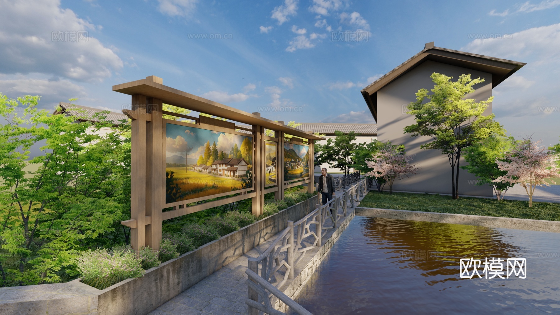 乡村宣传栏su模型