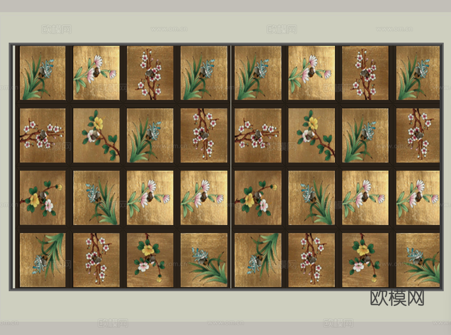 新中式吊顶su模型