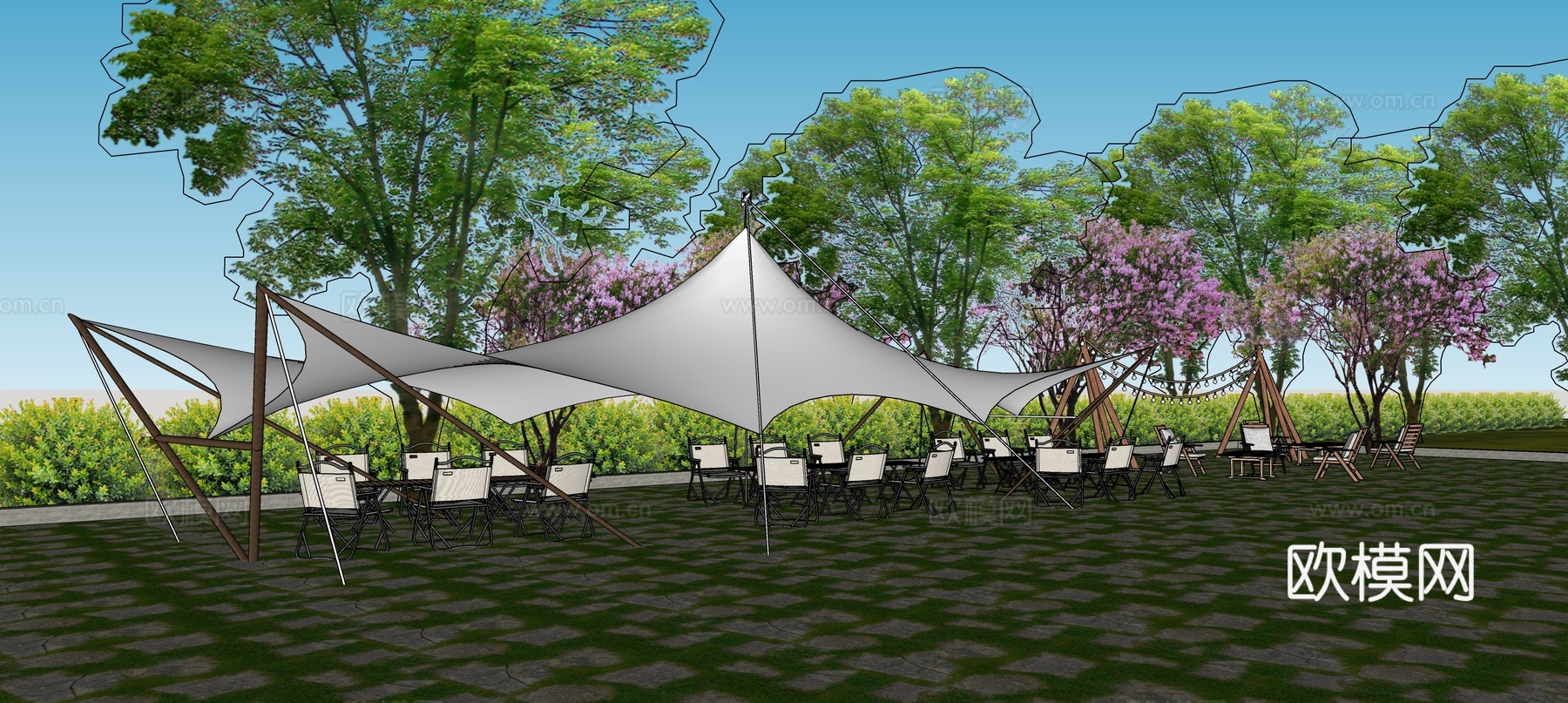 室外休闲露营su模型