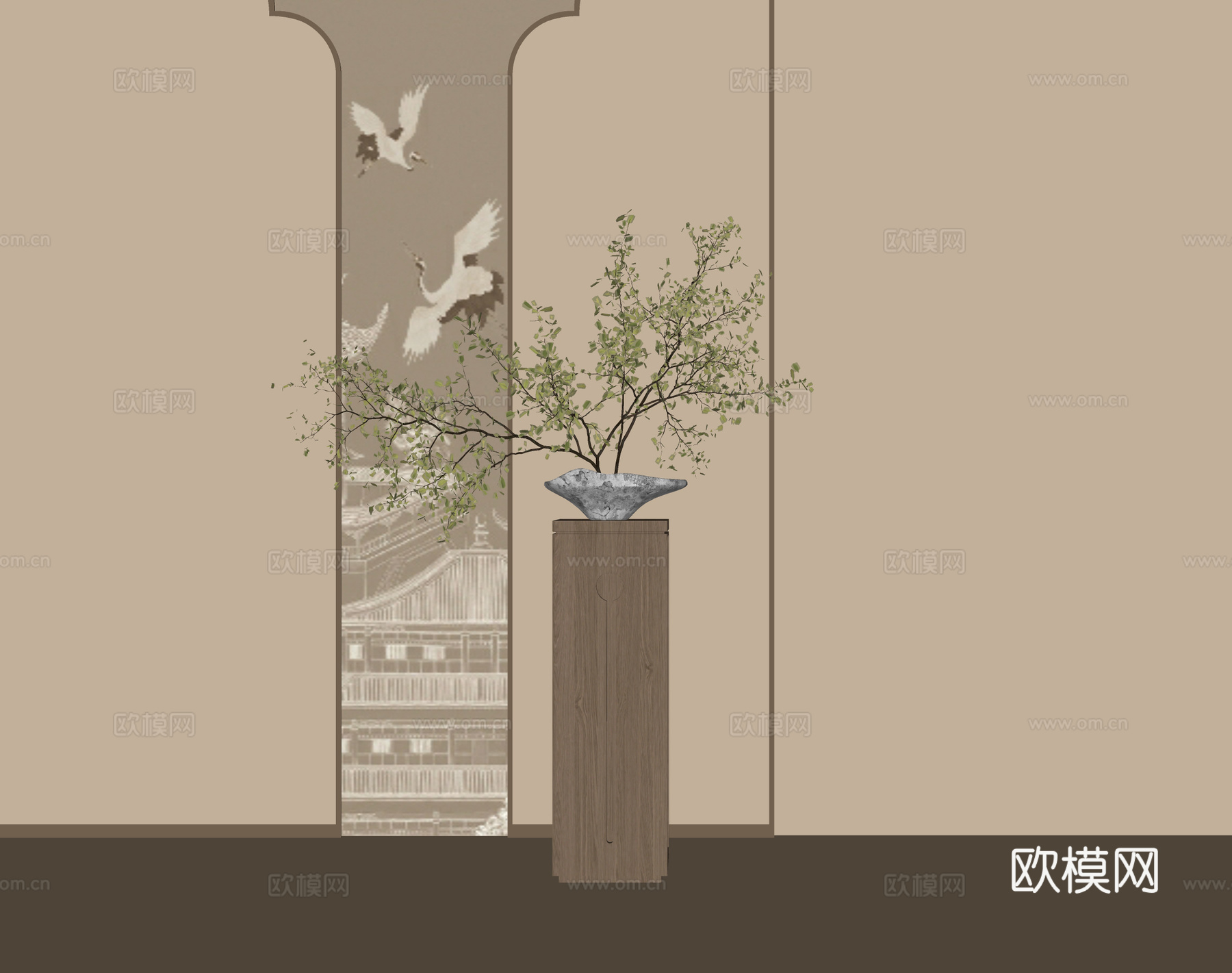 现代盆栽盆景 植物绿植su模型