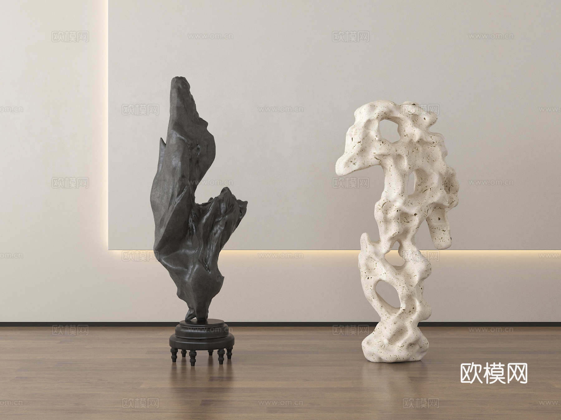 新中式雕塑摆件 太湖石雕塑su模型