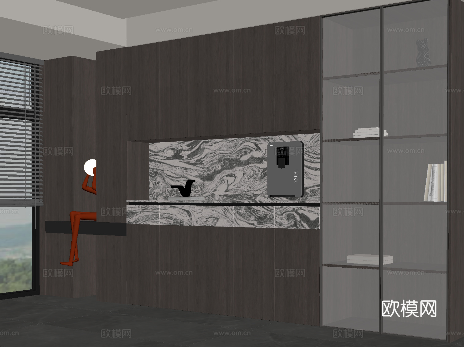 意式极简酒柜 餐边柜su模型