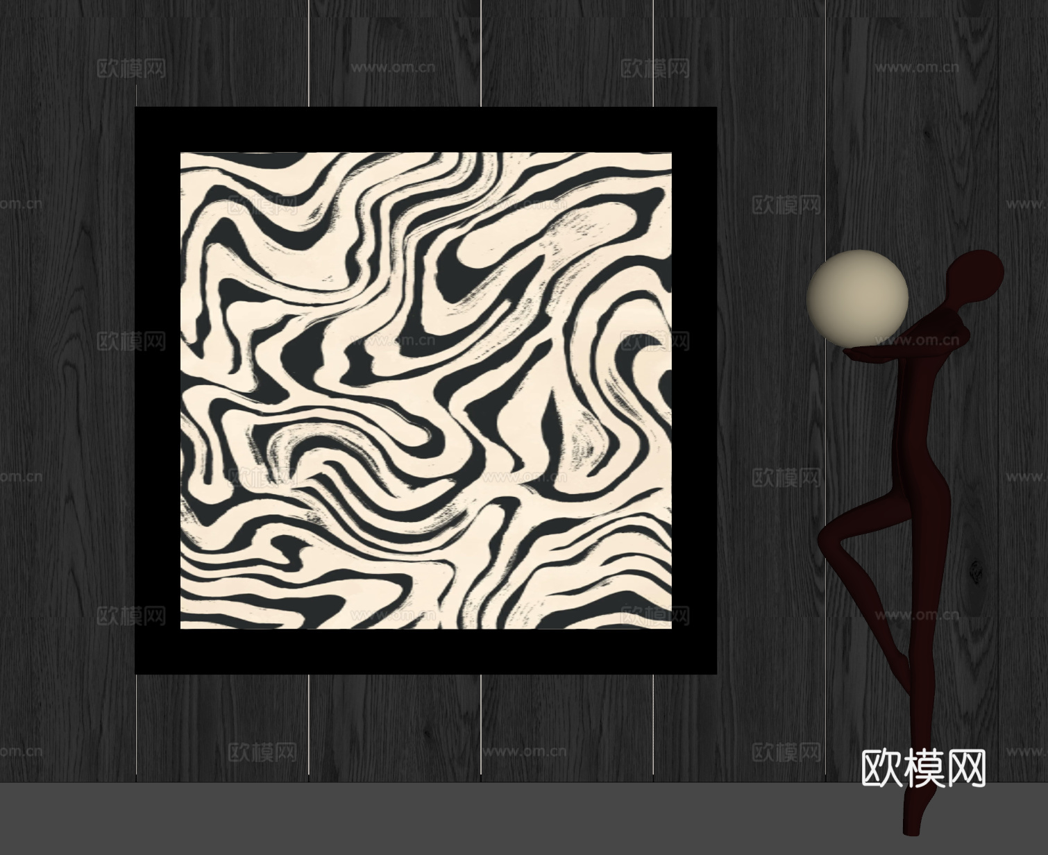 现代意式挂画 墙饰 装饰画su模型