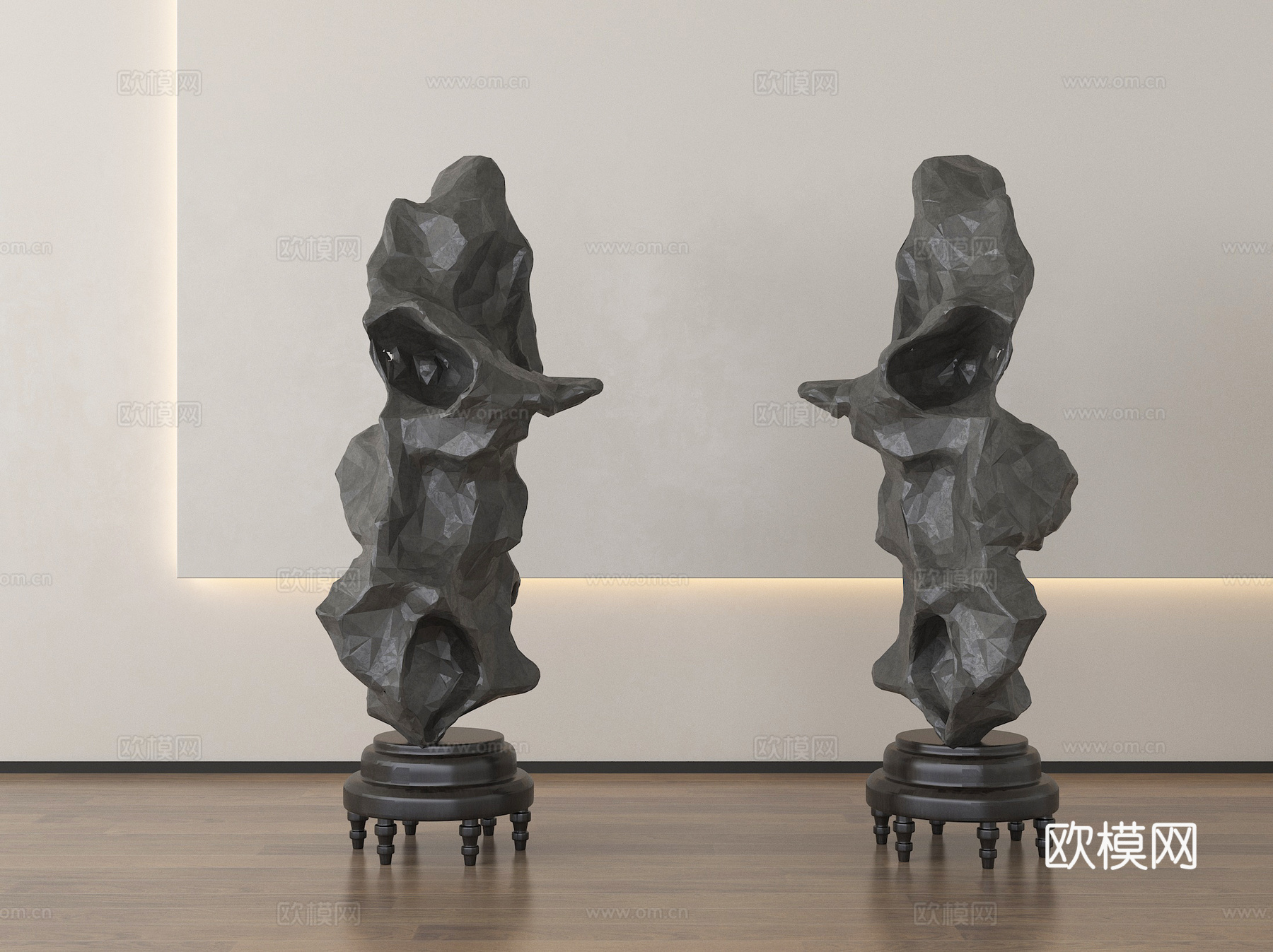 新中式雕塑摆件 太湖石雕塑su模型