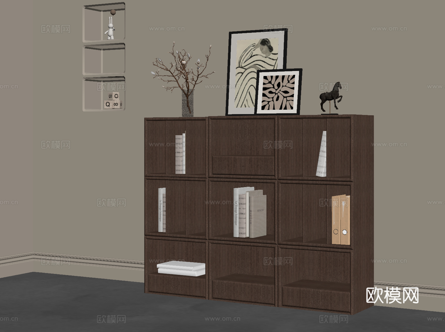 中古风书柜 储物柜su模型