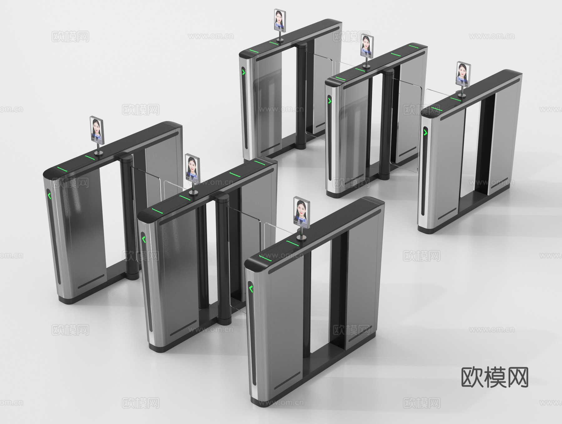 现代公用器材 闸机 门禁机 感应门 闸门 门闸su模型