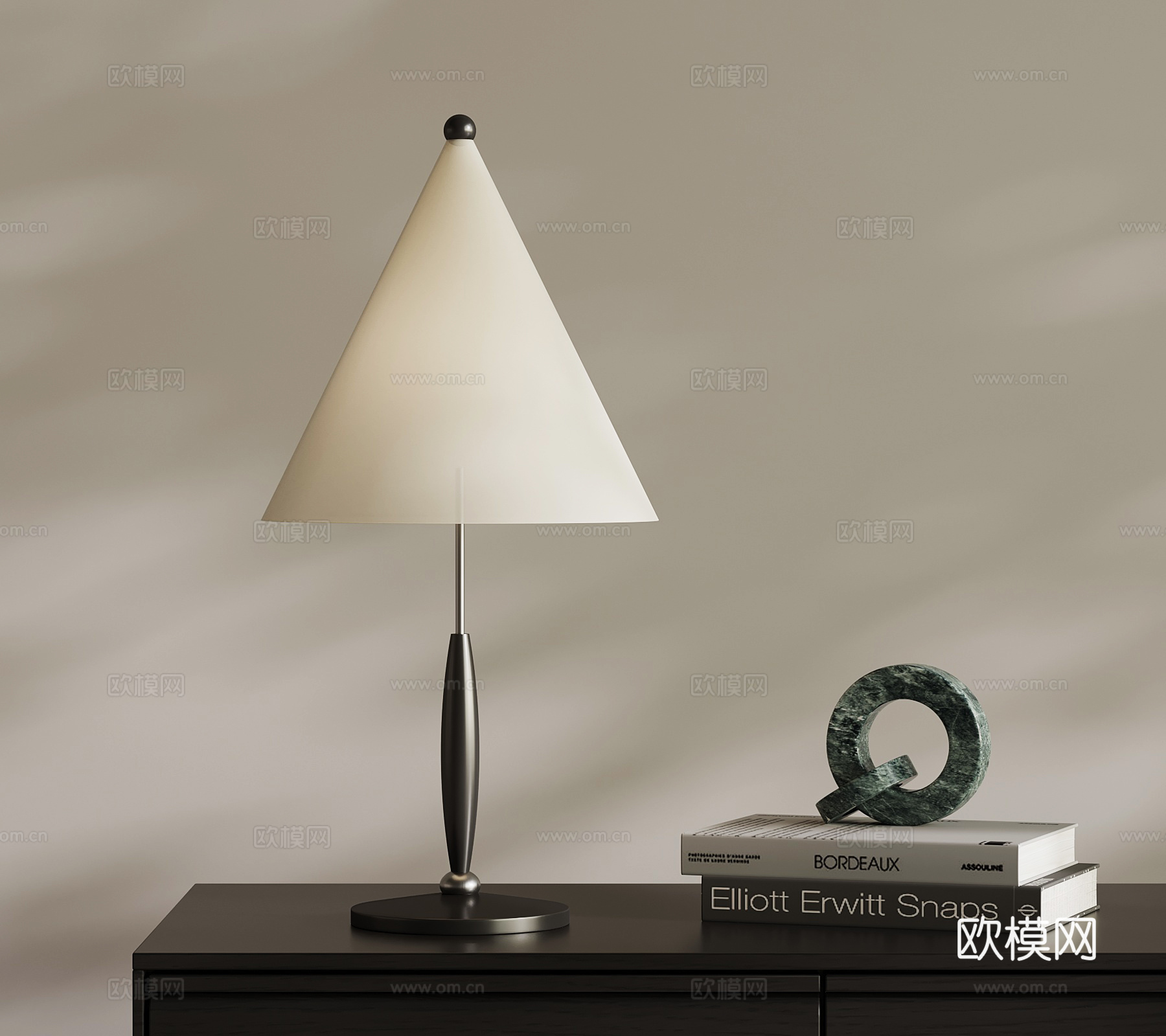 现代意式台灯 床头台灯 金属台灯su模型