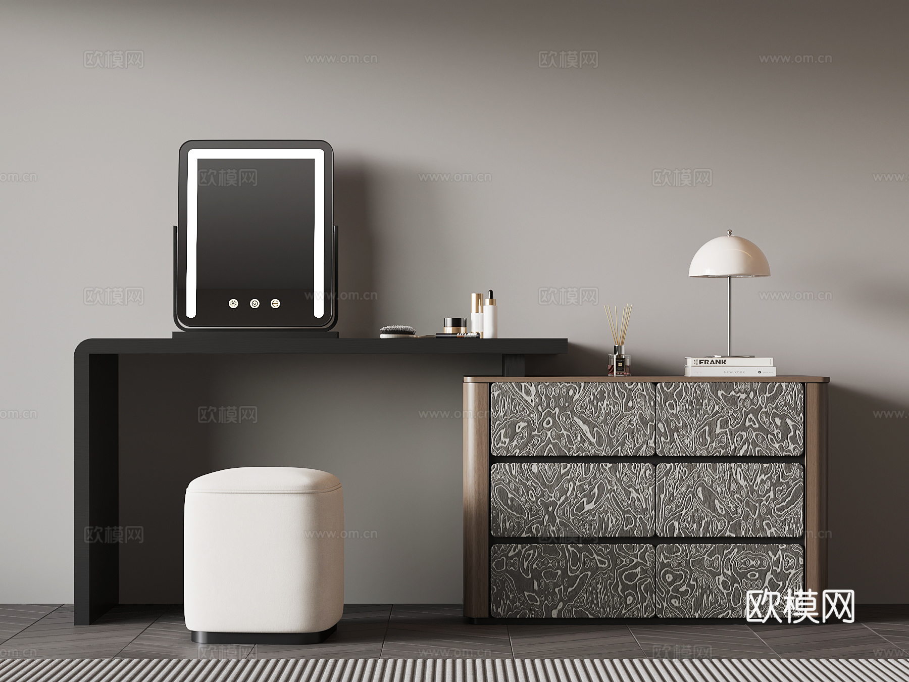现代意式梳妆台su模型