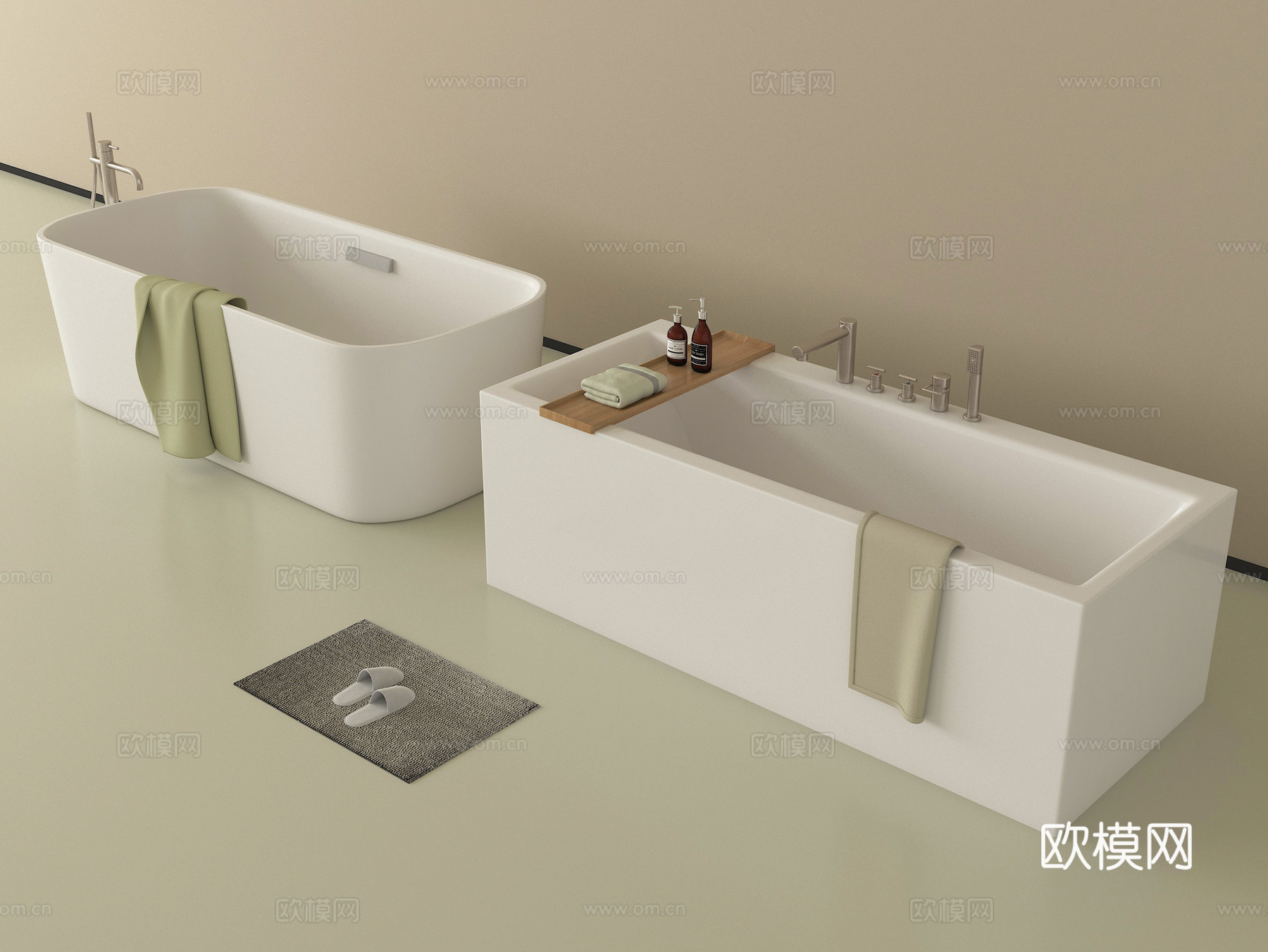现代浴缸 方形浴缸 卫浴小件su模型
